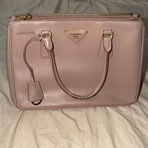 Prada Blush Pink Saffiano Double-Zip Satchel